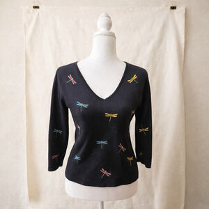 Lily Stanhope Dragonfly Sweater PM Cotton Cottagecore Vintage Whimsical  Knit
